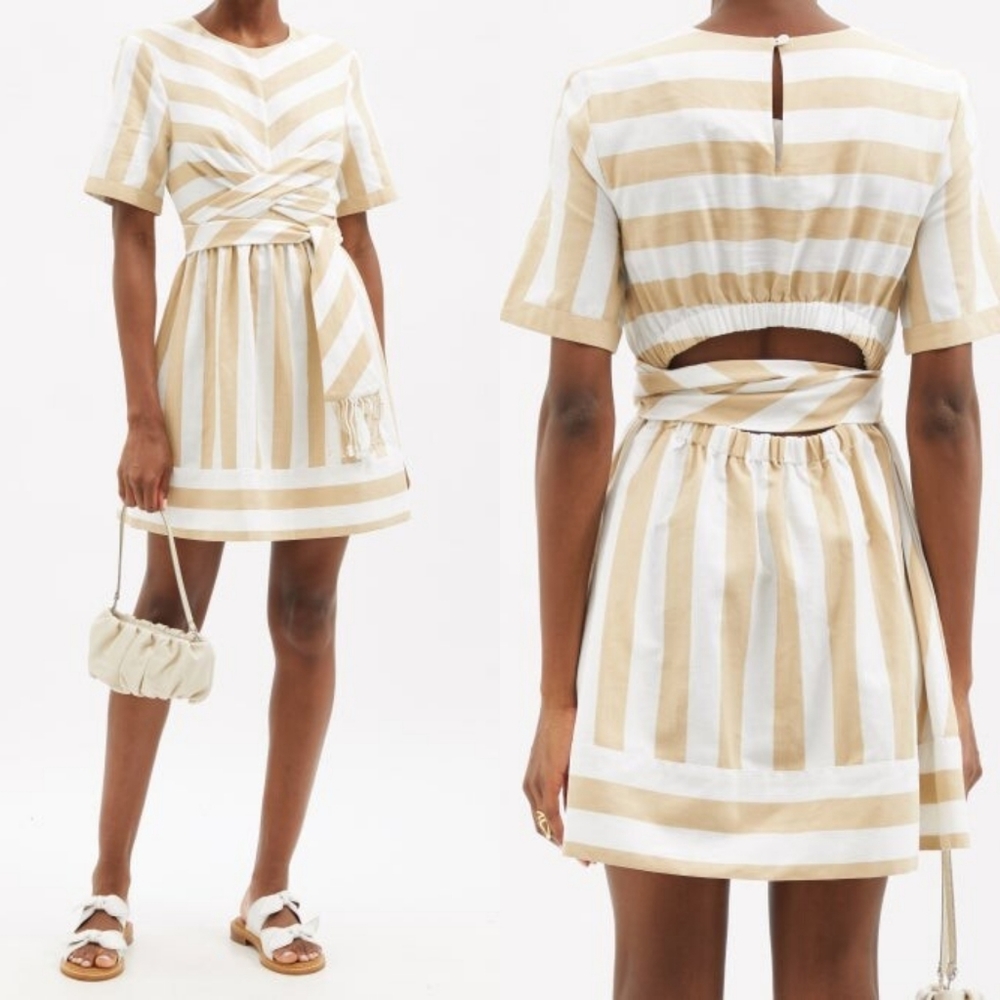 NWT STAUD York Striped Cotton Blend Dress